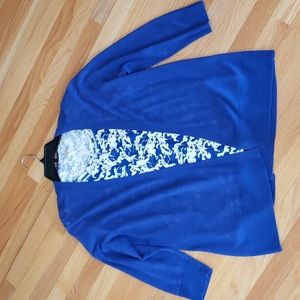 Amber Sun blue cardigan with a short sleeve blue/white shirt, 2piece set, Large